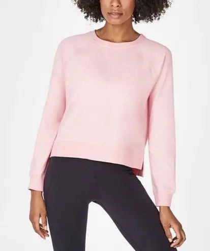 Sweaty Betty  Chelsea Crop Sweatshirt Light Pink Crewneck Pullover Size Small