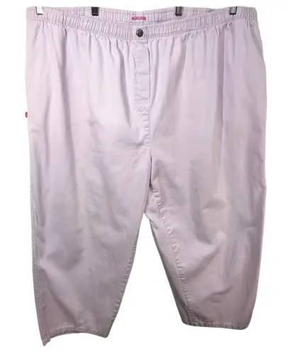 Woman Within Plus Size 36T Cropped Pants Capri Light Pink Cotton Elastic 1620