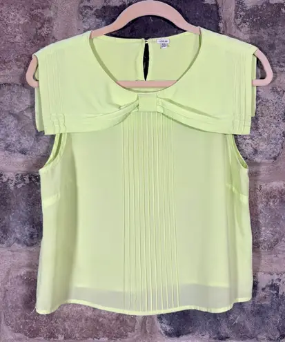 I Love H81 I LOVE H81 Women's Sleeveless Bow Blouse Top Pleated Front Yellow Medium