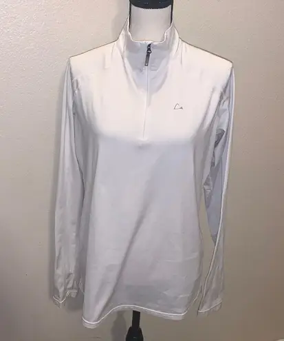 Paradox Activewear Paradox Womans XL White 1/4 zip pullover athletic Long Sleeve Shirt Running Gym
