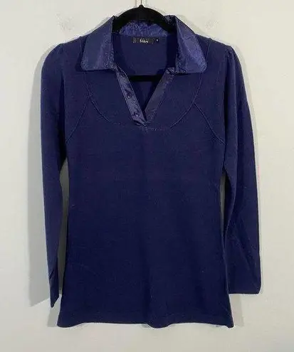 Folia Women’s Navy Faux Layer Collared Knit Blouse Size 1 Clueless Preppy Vibes