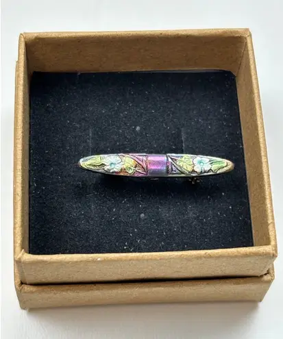 Antique Art Nouveau Bar Brooch Pin With Floral Motif