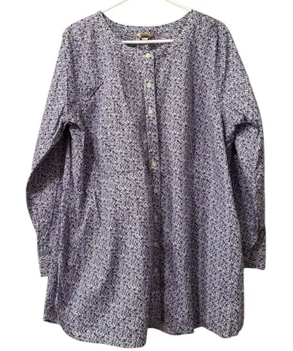 Duluth Trading Shirt Women Size XXL Purple Floral Button Up Casual Comfort Purple