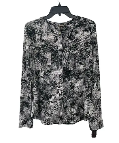 Dana Buchman Blouse Womens L NEW Black Cream