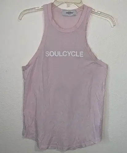 SoulCycle  Pink Racerback Tank Top White Graphic Medium Sleeveless Workout