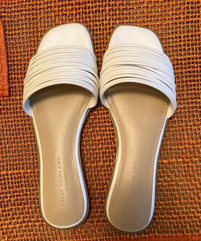 JustFab Elipis White Sandals. Kelly Roland For