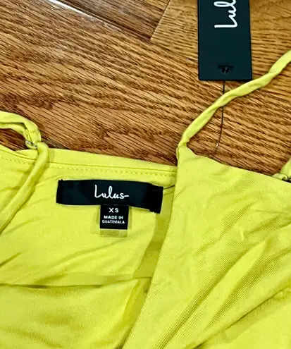 Lulus NWT Lulu’s Yellow Watch the Sunset Lime Green Maxi Dress XS