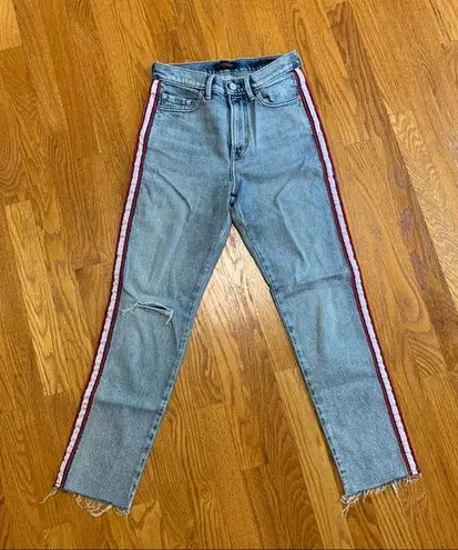 Banana Republic straight leg jeans with red stripe