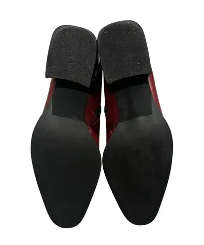 Connie Y2K Mid Calf Red/Maroon Leather Chunky Heel Boots Red Size 7