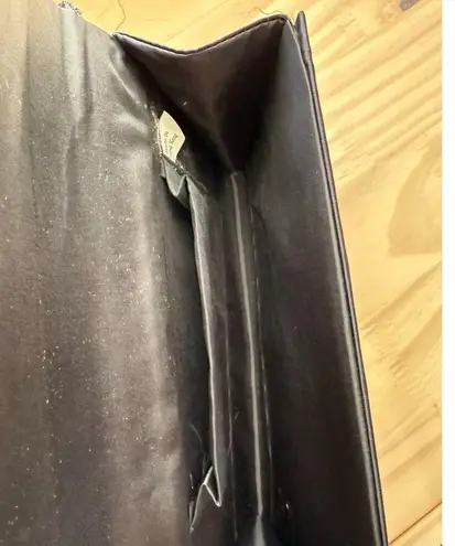 Vintage 60s Black Satin Pleated Purse Clutch Gold Tone Rhinestone Infinity Clasp