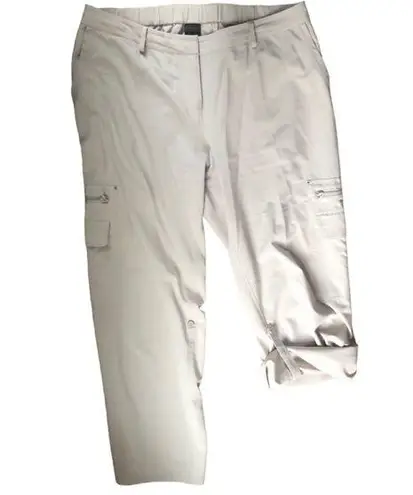 Soma Amelia Tech Cargo Pant Sz. L Roll Up Leg Pockets Beige Lightweight Lounge