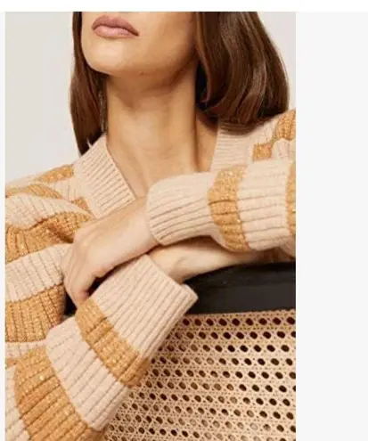 Saunders Collective RTR chunky striped sparkle neutral sweater size small