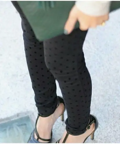 Maison Jules Anthropologie polka Dot leggings XSMALL black high rise Skinny
NWT