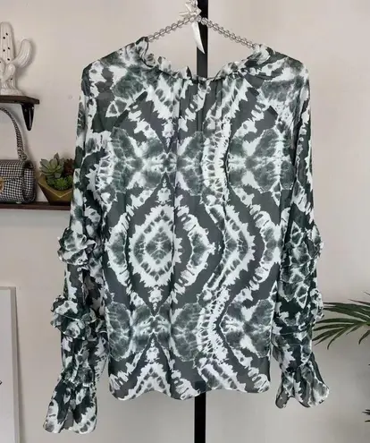NWT En Saison Tie Dye Chiffon Blouse Size Small White