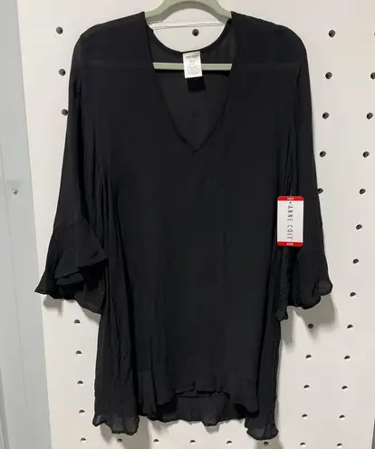 Anne cole NWT Women's Flounce Tunic Coverup Black Size XS/S