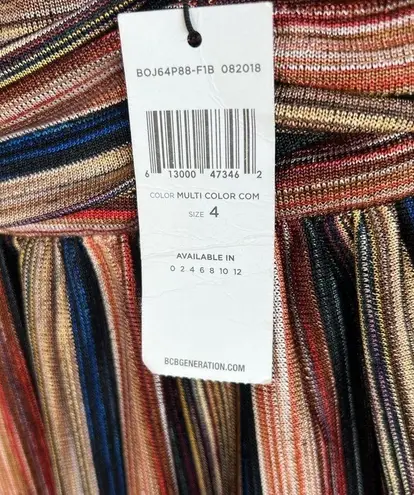 BCBGeneration  Multicolored Striped Spaghetti Strap Dress V Neck New Size 4