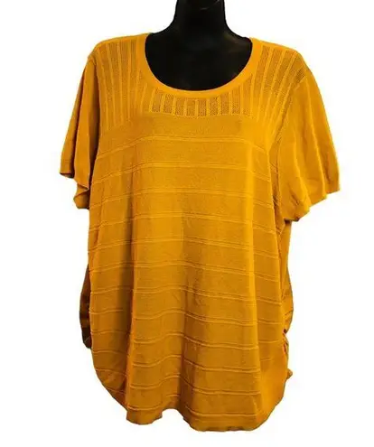 Lane Bryant Vibrant Yellow knit short sleeve sweater by . Rouching Size: 26/28