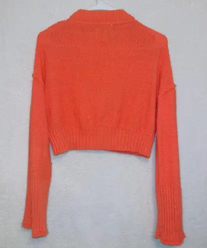 Urban Outfitters BDG Orange Cropped Button Front Flare Sleeve Cardigan