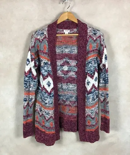 MOSSIMO Southwestern Burgundy Thick Cardigan Size SMALL