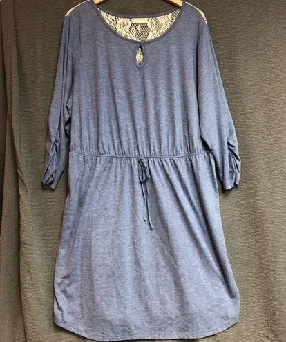 Bobbie & Brooks Bobbie Brooks 3X Light heather blue dress with keyhole, front and lace on back