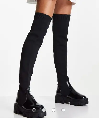 ASOS petite Kimmy chunky over knee boots Black Size undefined