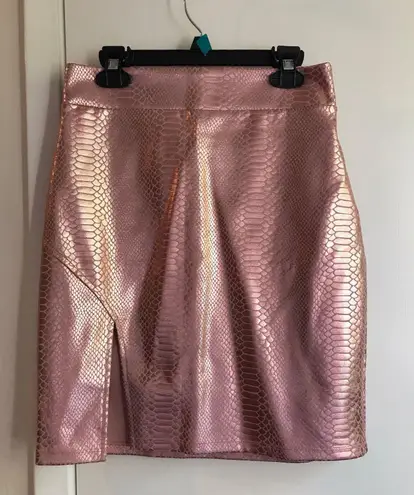 Bebe Rose gold Snake Print Pencil Skirt