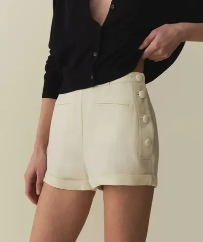 💕DOEN Avon Short Ultra High Rise Cuffed Hem Sailor Shorts Magnolia Ivory 6 NWT White