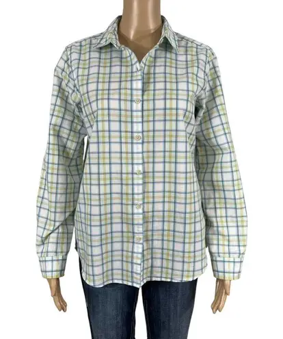 Eddie Bauer  Womens Button Down Shirt Blouse Top Plaid Collared Small