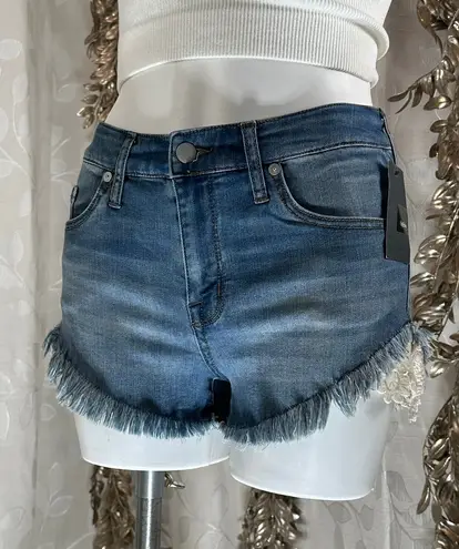 Mossimo Denim Mossimo Women’s High Rise Crochet Hem Denim Shorts Size 6 NWT Blue