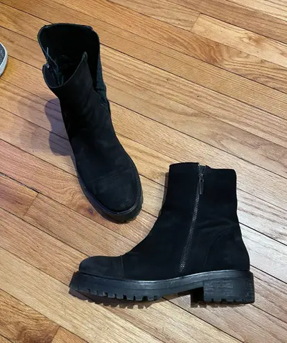 Thursday Boot Co. Black Leather Boots Tomboy Masc Edgy Biker Moto Suede Leather Zip Rave