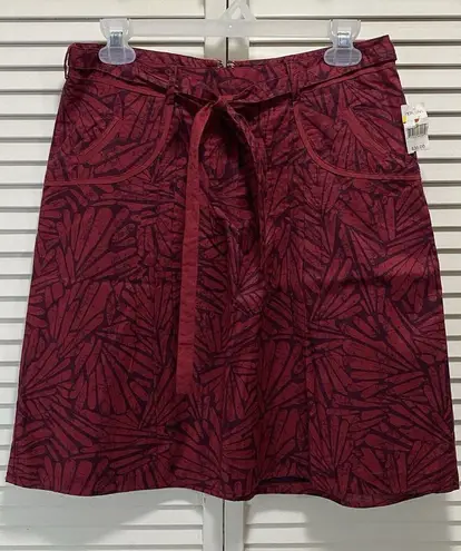 Hillard & Hanson Hilliard & Hanson Burgundy Floral Midi Skirt Size 2 (L/XL) Lined Tie Waist NWT
