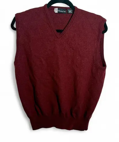 Kilburne and Finch size large 100% merino wool burgundy vintage 90s sweater vest