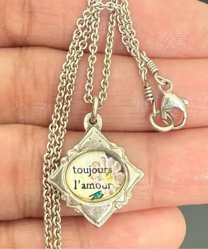 Vintage 925 Sterling Silver Toujours l’ Amour Always Love 16” Necklace 6g.