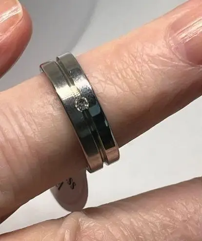 Stainless Steel Ring Cubic Zirconia Crystal Size 8