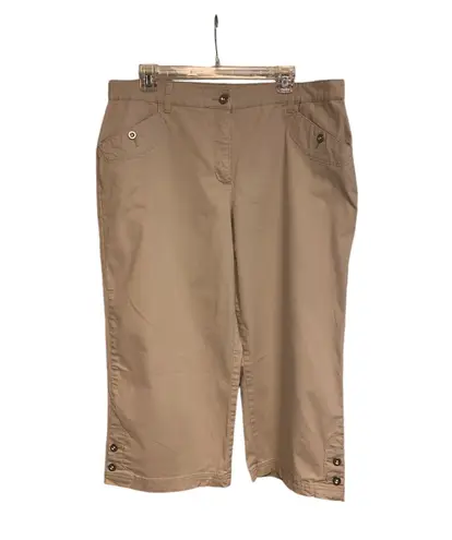 Karen Scott Capri pants button/zip closure side pockets embellished size 14