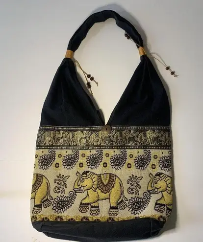 Shoulder Handbag artisan crafted handmade elephant boho Gold