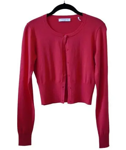 Sandro Paris Fine Knit Ribbed Cropped Cardigan Sweater Vivid Orange Size 1 Small