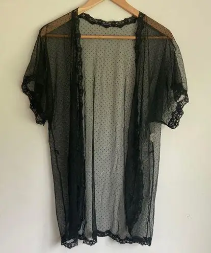 Flair|Vintage Sotted Lace Robe sz Medium Black