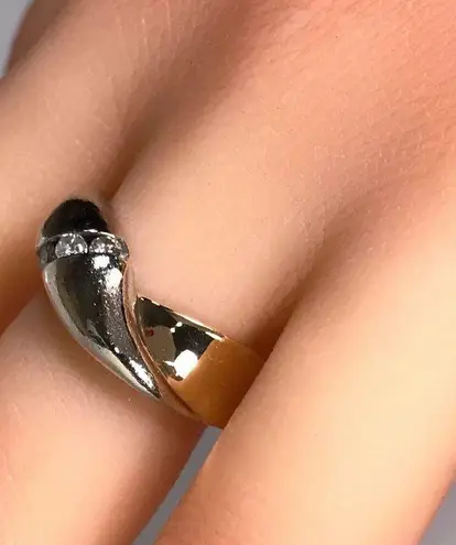 14KT .28 CARAT DIAMOND SOLID YELLOW & CHAMPAGNE GOLD BYPASS RING