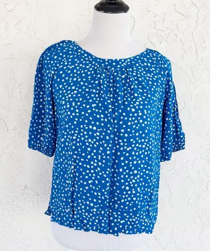 Stylish Blue and White Polka Dot Blouse Size M