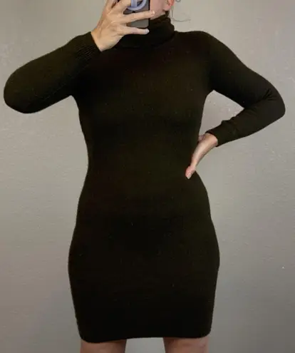 Ralph Lauren Black Label Olive Green Long Sleeve Turtleneck Sweater Dress Size S