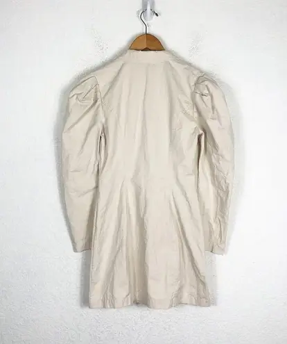 Revolve L'Academie The Coco Mini Dress XS Beige Puff Sleeves Snap Buttons