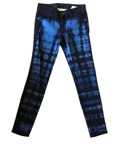 Stella McCartney  90s Grunge Black and Blue Funky Tie-Dye Skinny Jeans, 25