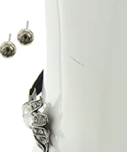 SILVER TONE CLEAR RHINESTONE CHOKER & EARRINGS