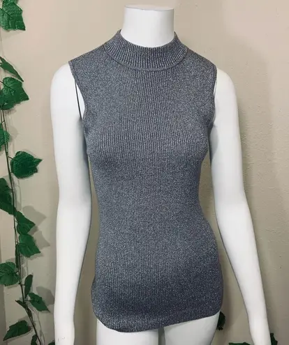 Nygard Silver Metallic Turtleneck Tank Top Blouse