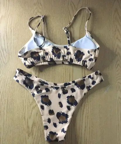 2Pc Super Sexy Animal Print Bikini Swimsuit Size Small Tan