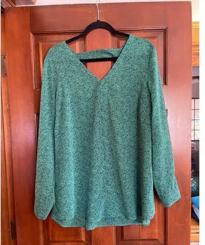 CAbi  green and blue floral print blouse size large - Image 1