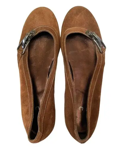 Barbara Bui BUI Brown Suede Leather Buckle Accent Ballet Flats