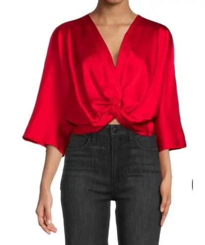 Renee C Twist Satin Cropped Blouse Size Medium NWT