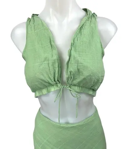 Sabo Cambelle Green Sleeveless Cutout Tie Front Cami Camisole Midi Tank Dress M Size M